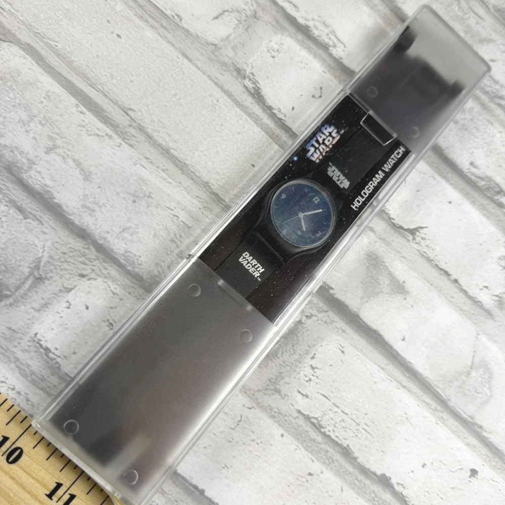 Vintage 90s Star Wars Hologram Watch OS Black Darth Vader 1995 Needs Battery NIB